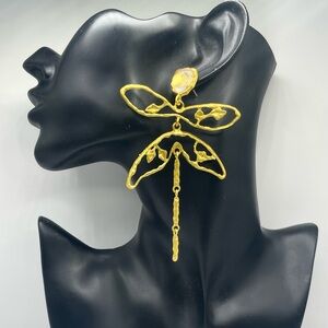 Gold Butterfly Statement Earrings